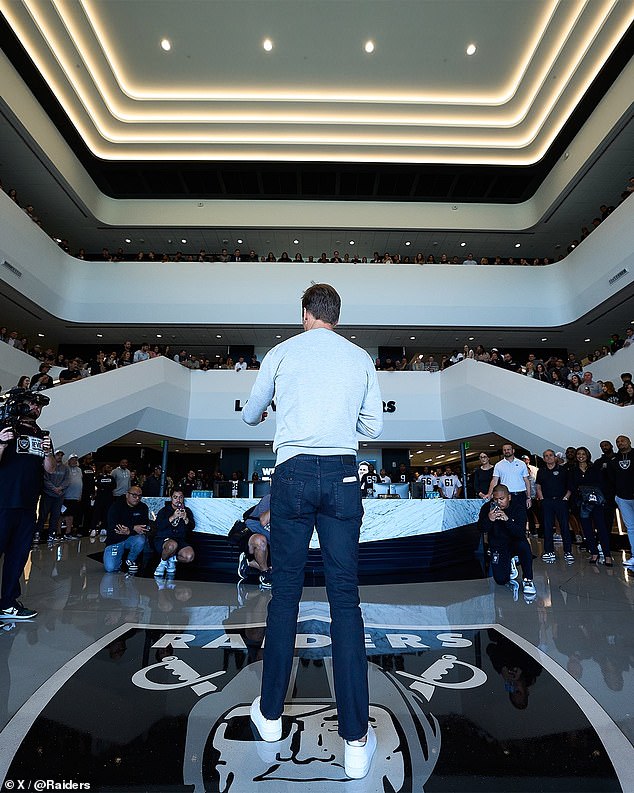 Tom Brady received a warm welcome upon his arrival at the Raider facility on Wednesday