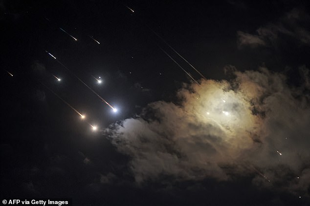 Projectiles intercepted by Israel over Jerusalem on Tuesday evening