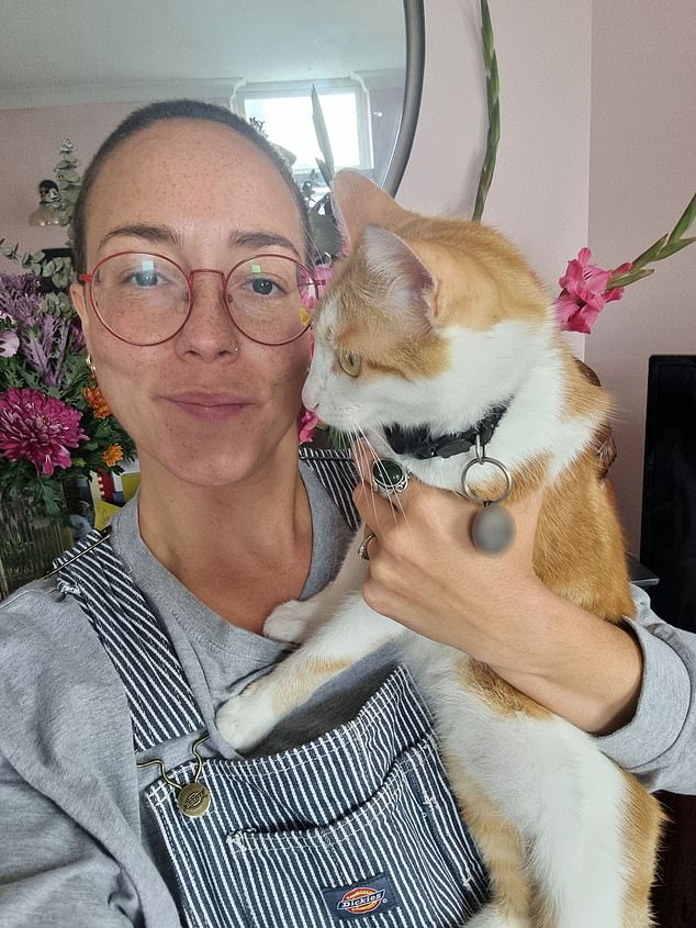 Francesca Knee-Wright, 34, from Brighton, first discovered a 'very small' lump on her neck in April - and was told it could be due to a virus she picked up from her cats