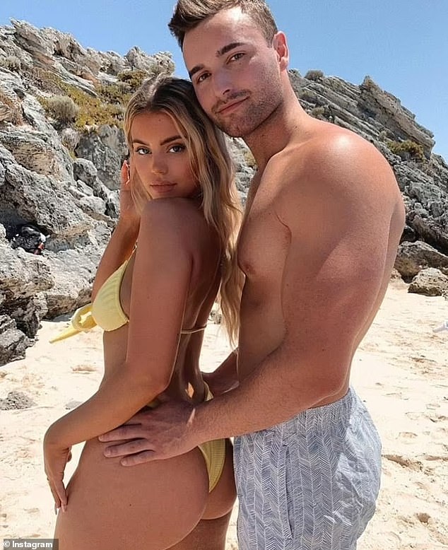 Andre Zachary Rebelo (pictured with his ex-model partner Gracie Piscopo) is accused of killing his mother to make money from life insurance policies he took out on her the week before her death.