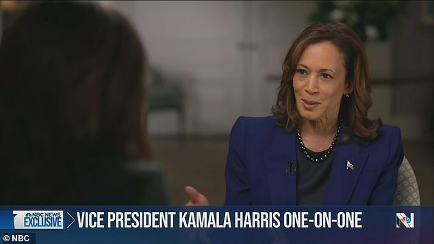 Kamala Harris joined NBC News host Hallie Jackson for an interview that aired Tuesday night — with just 14 days until the 2024 election