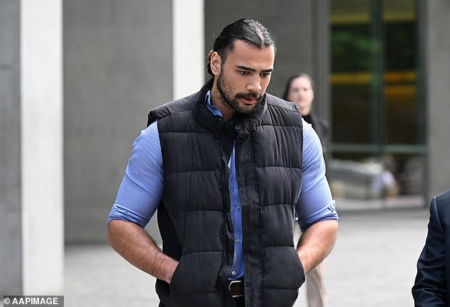 Former Melbourne Storm and Cronulla NRL player Kayleb Milne (pictured outside court) claimed he had a football-related brain injury when he was in court