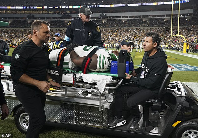 New York Jets star Xavier Newman has been rushed to hospital after suffering a horror injury