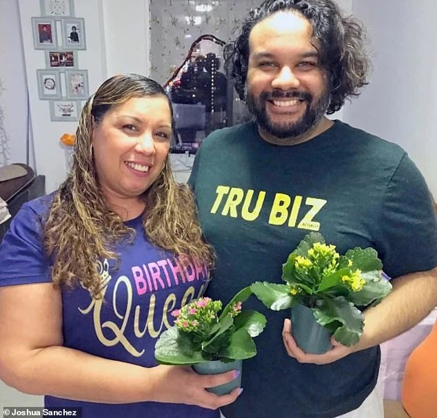 Joshua Sanchez, 38, of East Harlem in New York City, mistook his rectal bleeding for hemorrhoids instead of colon cancer. He was diagnosed with stage four (shown above with his mother)