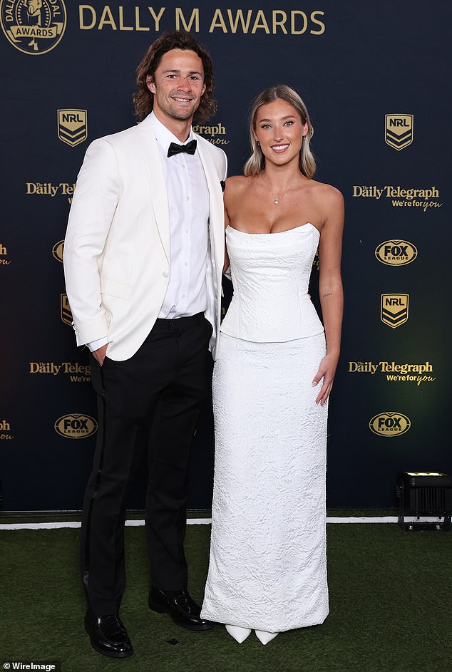 Nicho Hynes and his new girlfriend Piper Wallis have made their debut at the 2024 Dally M Awards. Both pictured