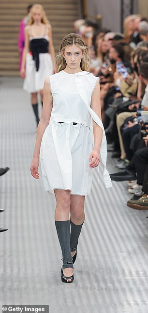 The 16-year-old walked the runway as part of Miu Miu's Paris Womenswear Spring-Summer 2025 show for Paris Fashion Week