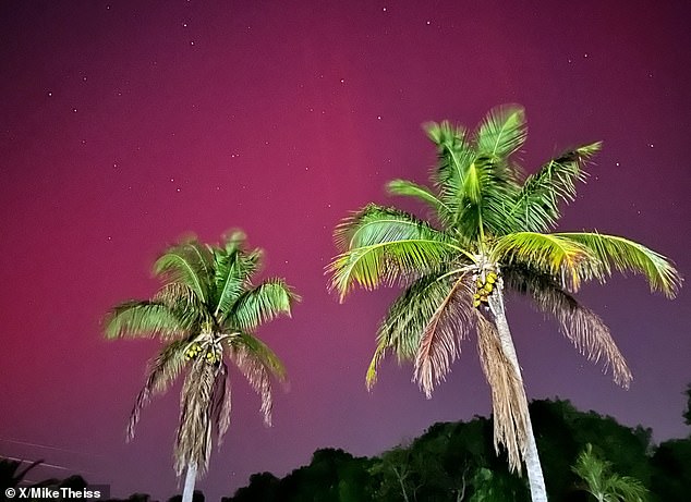 The Northern Lights were seen Thursday evening in Key Largo, Florida