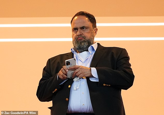 Evangelos Marinakis (pictured) has been accused of spitting at a referee's feet last month