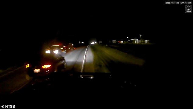 Dashcam footage showed the terrifying moment the 17-year-old driver almost collided head-on with a truck approaching from across the road