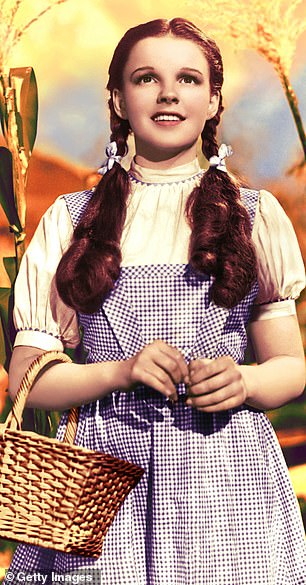 Garland seen in the original costume from the 1939 film