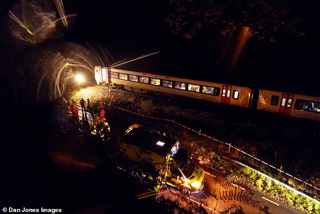 Emergency services rushed to the scene near Llanbrynmair, Powys, after two passenger trains collided on the Cambrian line at 7.29pm.