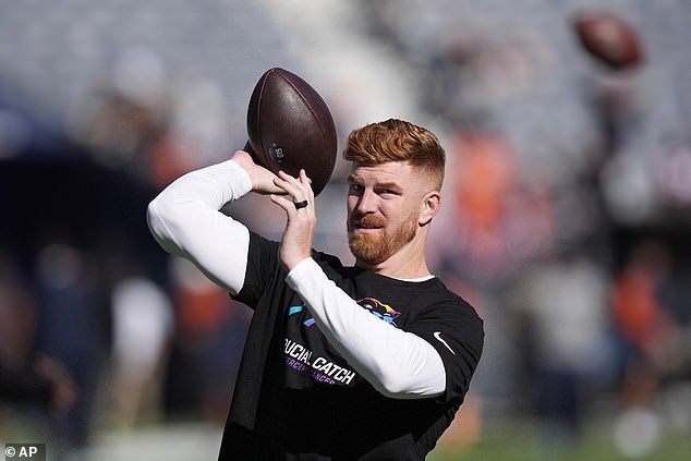 Andy Dalton was back at the Panthers facility just a day after becoming 'unlucky' in a car accident