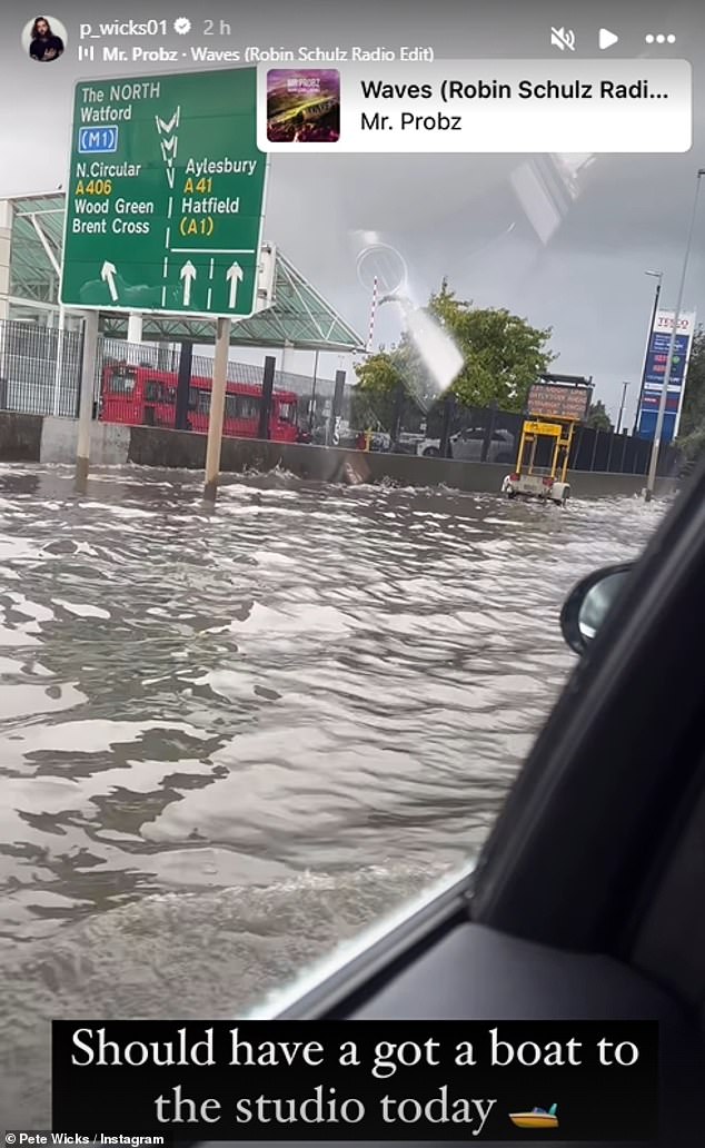 Pete Wicks had to battle through stormy weather on Tuesday as he tried to get to his Strictly Come Dancing rehearsal