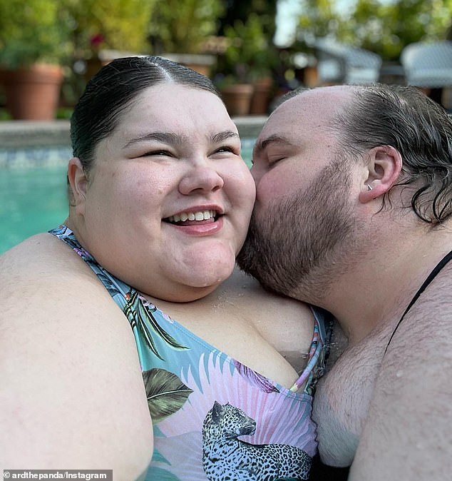 Chaney, who went viral after publicly punching an airport worker after she was stuck in a revolving door, has openly expressed her polyamorous preference on social media. Pictured: Jae'lynn Chaney with her fiancé, Jacob Ard