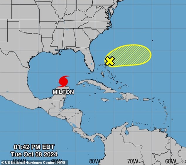 The US National Hurricane Center has identified a potential storm (in yellow above) emerging on the heels of deadly Category 5 Hurricane Milton. Currently, this weather front has a 20 percent chance of becoming a tropical storm or worse, who would be given the name 'Nadine'.