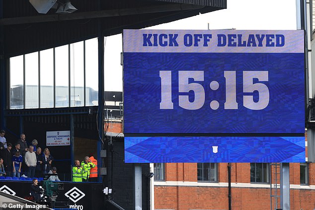 Kick-off between Everton and Ipswich Town on Saturday was postponed from 3pm to 3.15pm