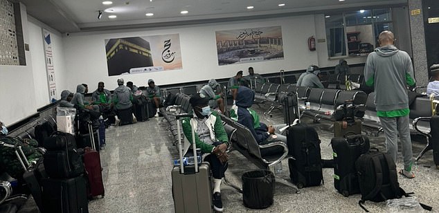 Nigeria's selection has been stranded at an airport ahead of their away match against Libya