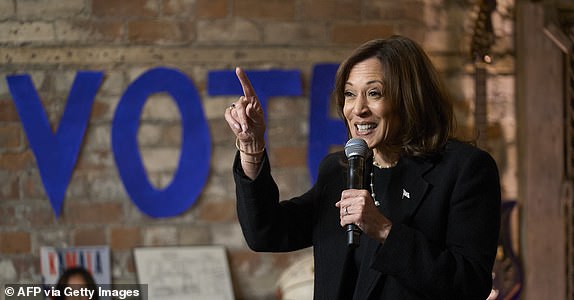 U.S. Vice President and Democratic presidential candidate Kamala Harris speaks at Cred Cafe during a campaign event in Detroit, Michigan, October 15, 2024. (Photo by Geoff Robins / AFP) (Photo by GEOFF ROBINS/AFP via Getty Images)