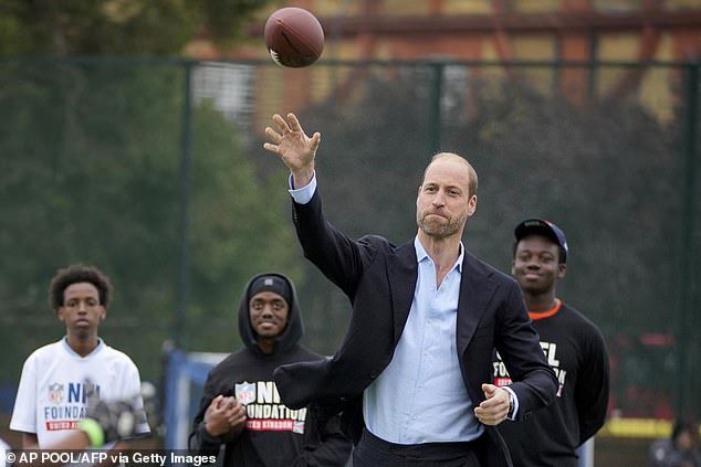 Prince William showed off his throwing ability while at an NFL event in London this week