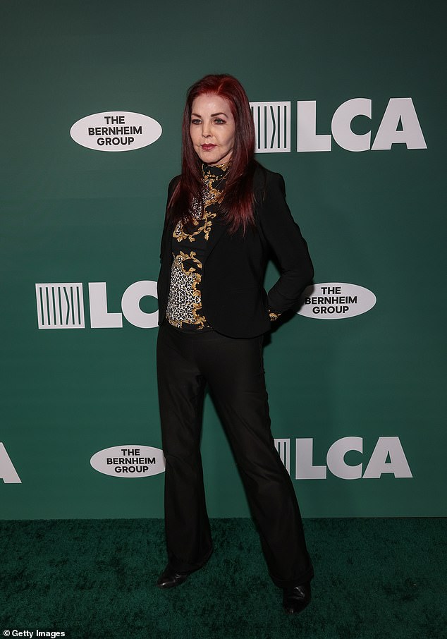 Priscilla Presley, 79, told how she couldn't believe how quickly her twin granddaughters Harper and Finley Lockwood are growing up. Pictured Saturday at the Last Chance for Animals 40th anniversary gala in LA at Paramount Studios