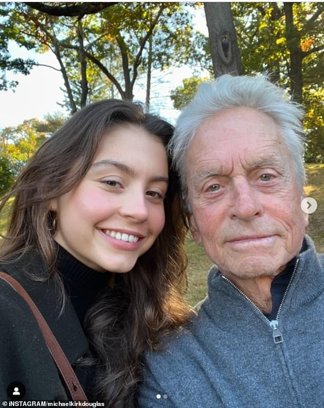 Michael Douglas shared photos with his daughter Carys when he visited her at college this weekend