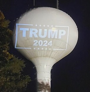 The municipal water tower in Massachusetts has been used to spread a political message