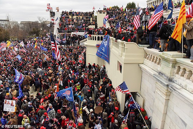 The discussion about possible post-election conflict comes after hundreds of Trump supporters stormed the US Capitol on January 6, 2021 (photo)