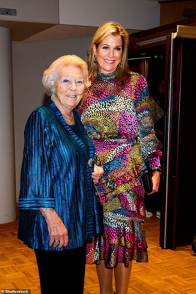 Queen Máxima of the Netherlands (right) was joined in Utrecht by her mother-in-law and former monarch Princess Beatrix (left). The royal couple was in the city center to honor one of the country's most esteemed conductors, Ton Koopman