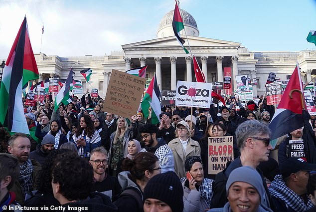 The response here in Britain to this vicious attack has exposed a deep disease at the heart of our society. (Tens of thousands of pro-Palestinian demonstrators gathered in Trafalgar Square)