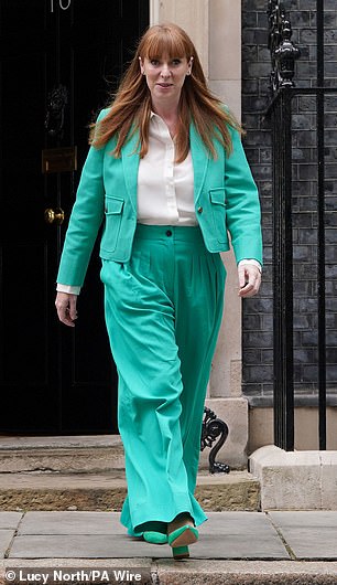 Best foot forward: Angela Rayner has the knack of looking like she's about to pull a pint at the Dog and Duck