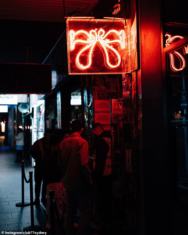 Sydney nightclub Club 77 has claimed it was 'harassed' by NSW police, questioning the size of the queue to get in and whether there were more than two of them abreast. A queue for Club 77 is shown