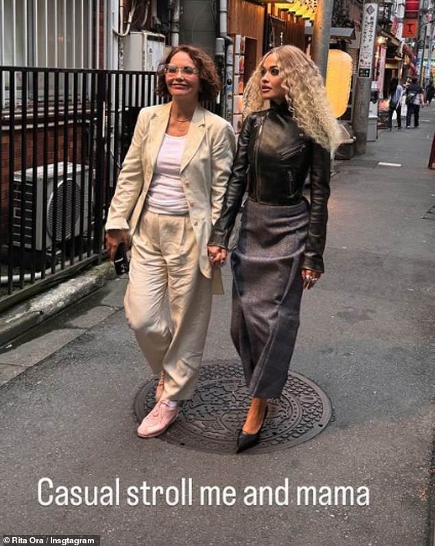 Rita Ora, 33, admired Tokyo with her mother Vera, 60, ahead of her concert in the Japanese capital this week