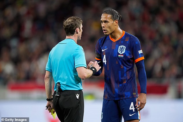 Van Dijk received a yellow card for protesting what he considered a serious foul on a Dutch teammate