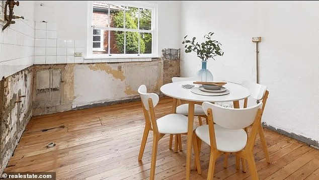 In Australia's frenzied housing market, an apartment (pictured) without a kitchen sold for more than $3 million with 14 registered bidders