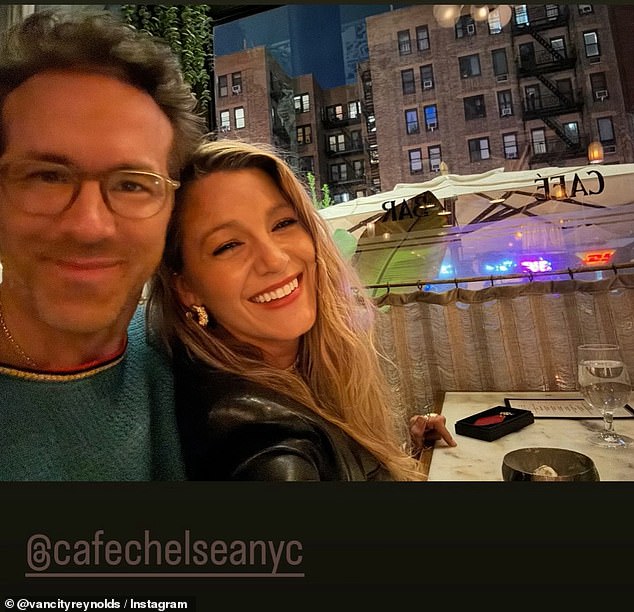 Ryan Reynolds and Blake Lively are keeping their love alive, and the actor shared a selfie to prove it, posting a photo from their weekly date night at Cafe Chelsea in New York City