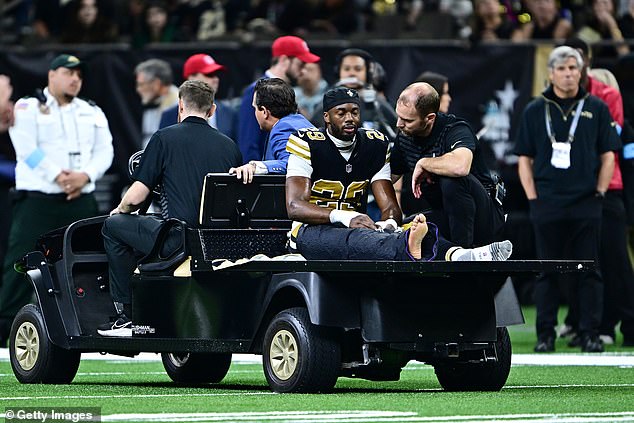 Saints cornerback Paulson Adebo is suffering from a broken femur (thigh bone)