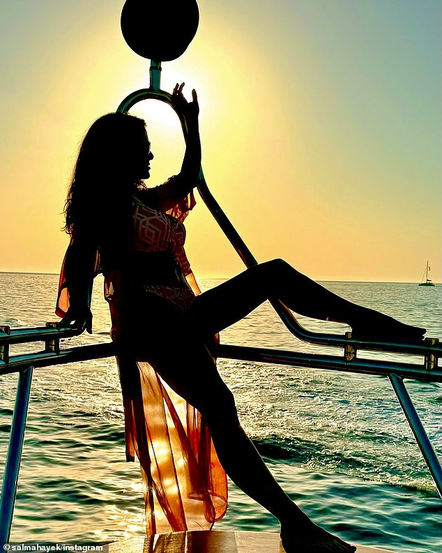 Salma Hayek documented another glorious day on her yacht with a series of silhouette shots