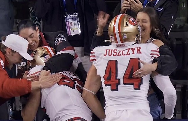 George Kittle and Kyle Jusczcyk celebrated touchdowns in the stands with their wives