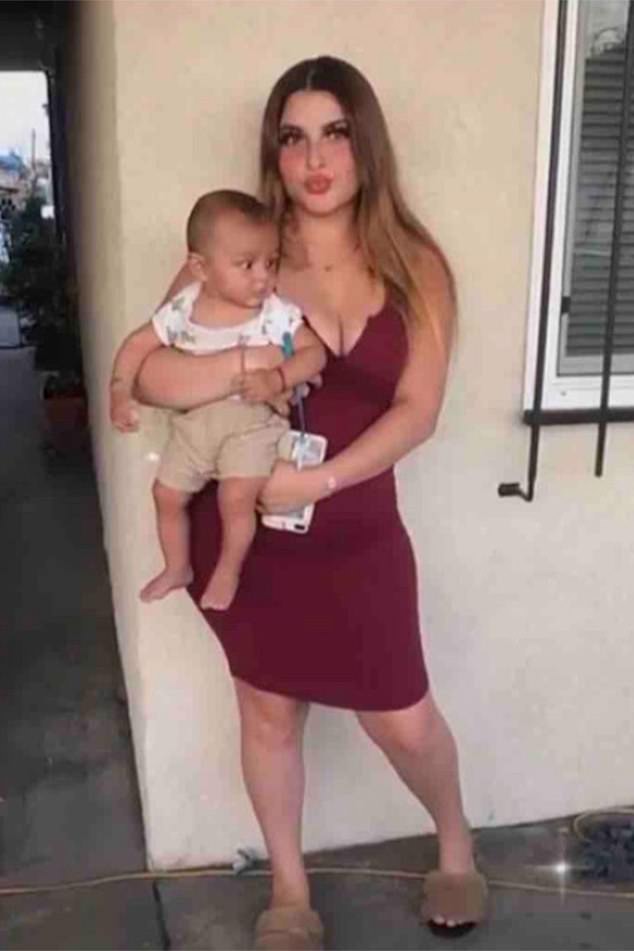 Manuela “Mona” Rodriguez (pictured with her son Isael), who was 18 at the time, was shot by Gonzalez as she sat in the passenger seat of a moving vehicle fleeing a fight about a block away from Millikan High School in Long Beach, California