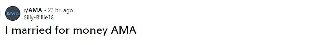 In a thread titled Ask Me Anything, the unnamed woman revealed that she met her husband while working at an extravagant country club.