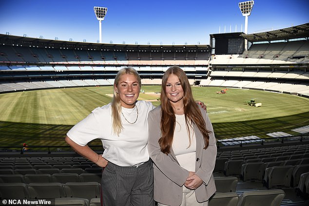 Shane Warne's daughters have taken to the MCG to raise awareness about heart disease. Pictured: Brooke and Summer Warne