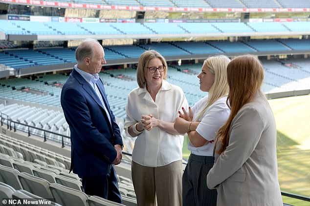 The sisters, who lost their celebrated cricketing father to a heart attack in March 2022, appeared alongside Shane's father Keith and Victorian Prime Minister Jacinta Allen as they made the announcement.