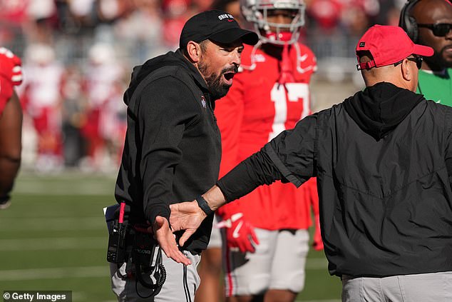 Ohio State head coach Ryan Day railed against the officials on Saturday after a targeted call