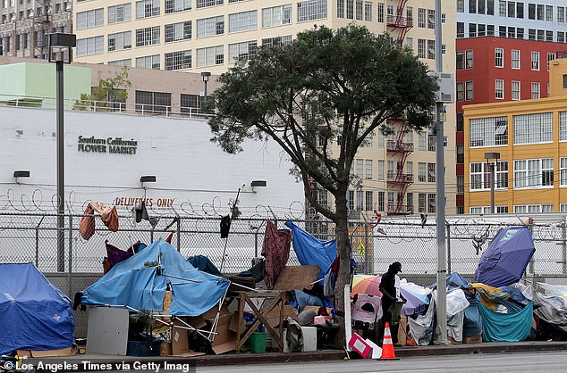 Last year, auditors criticized the state's homelessness czars for wasting money on 30 programs between 2018 and 2023. LA's Skid Row is pictured