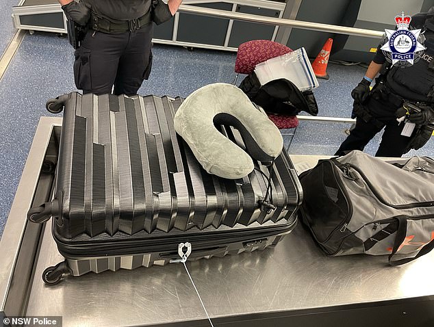 A Canadian man has been caught at a major Australian airport allegedly trying to smuggle up to 15kg of meth into the country in his suitcase (pictured)