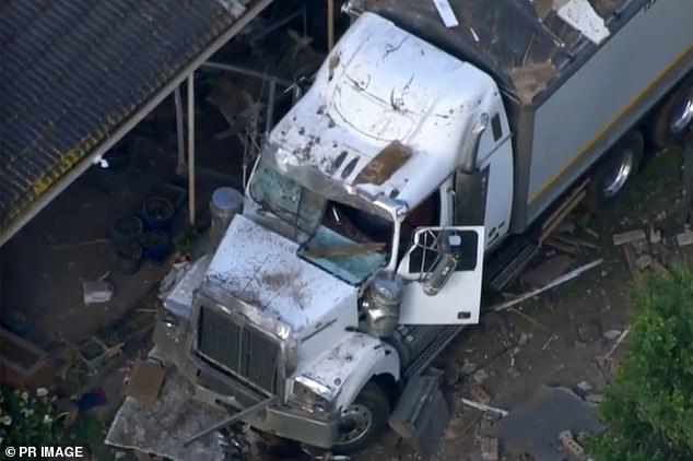 Photos from the crash site show the truck's windows blown out