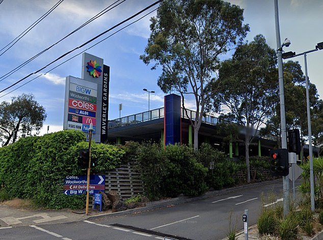 The men were allegedly attacked by a man armed with a broken bottle at the Waverley Gardens Shopping Center (pictured) in Mulgrave, Melbourne, at around 2pm on Wednesday.