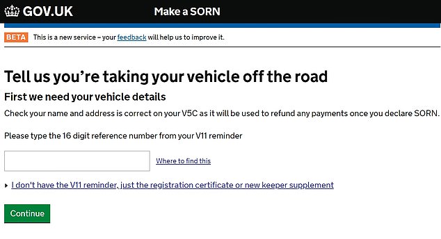 To be legally SORN your car must be parked off-road and not driven, otherwise you could be fined up to £2,500