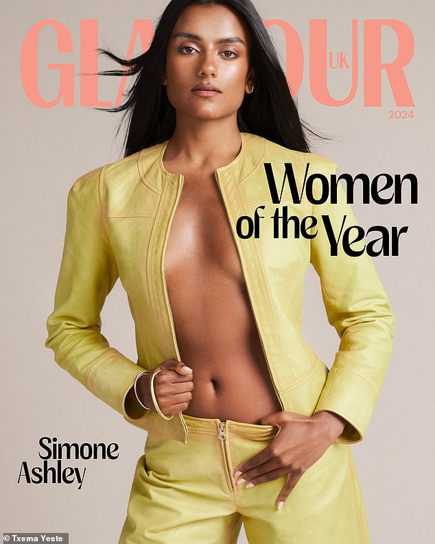 Simone Ashley went braless for a series of stunning photos as she posed for the cover of Glamour's Women of the Year special edition