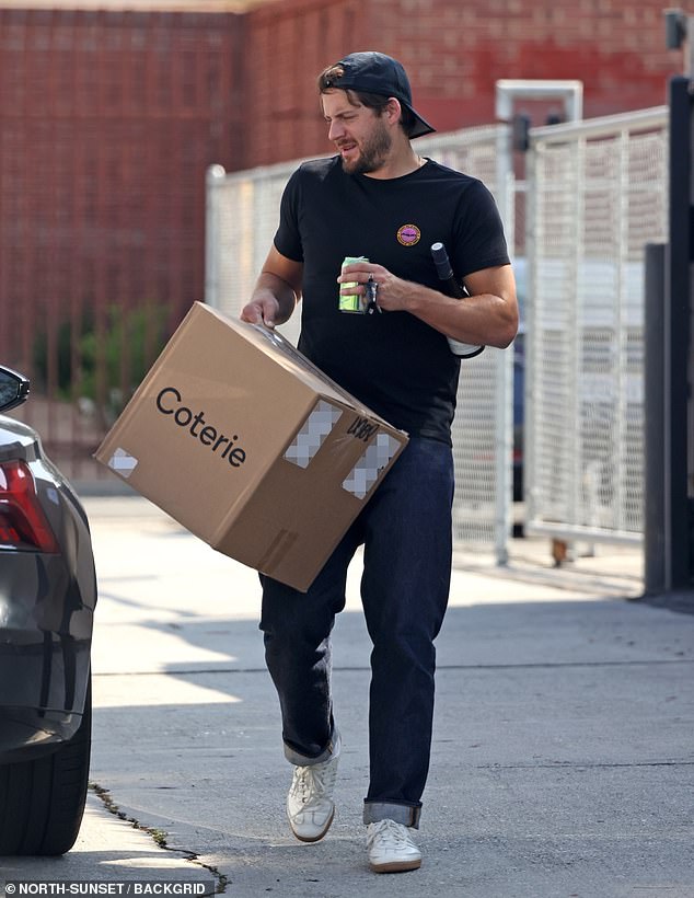 Margot Robbie's husband Tom Ackerley was spotted stocking up on supplies while collecting Coterie diapers in Los Angeles as they counted down the days until they welcomed their first child